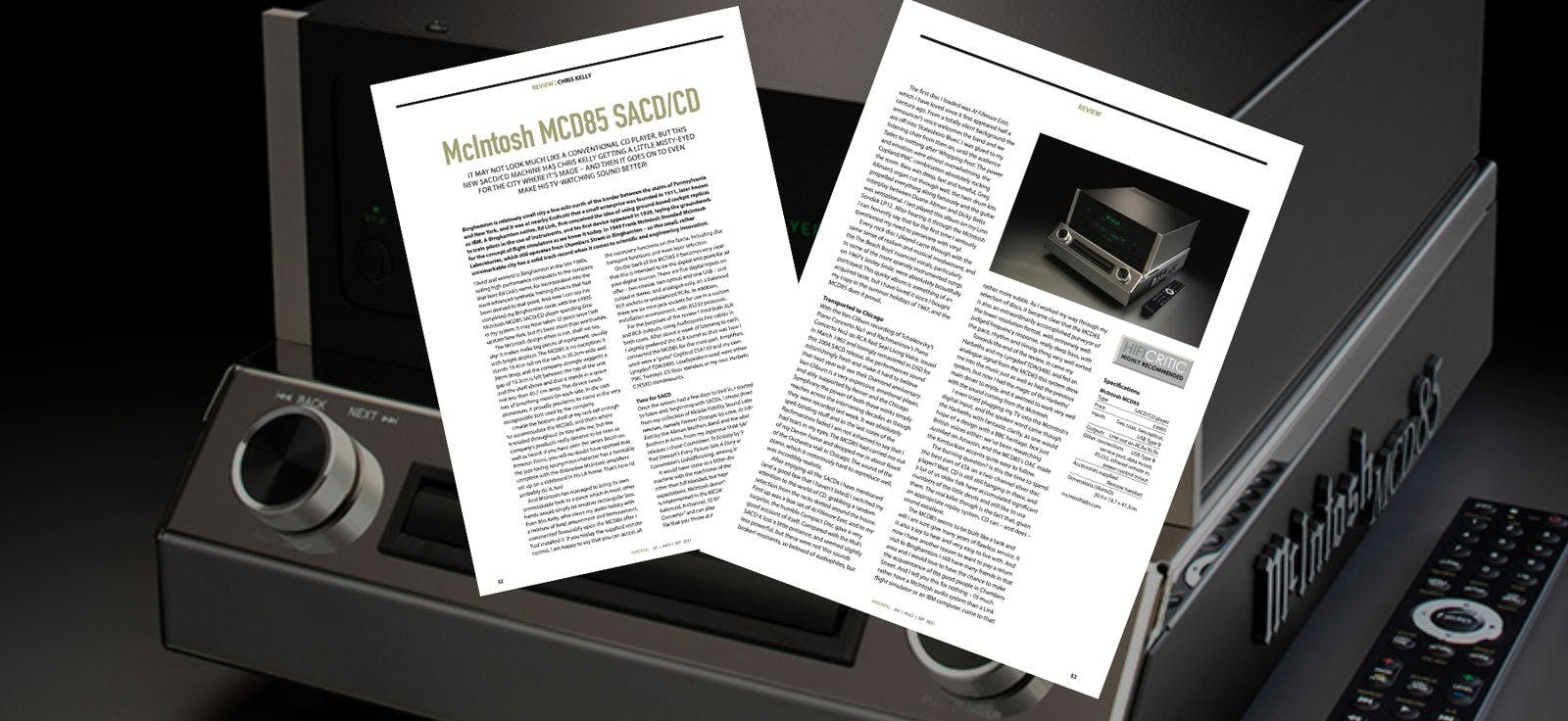 HIFICRITIC reviews the new McIntosh MCD85 SACD/CD player